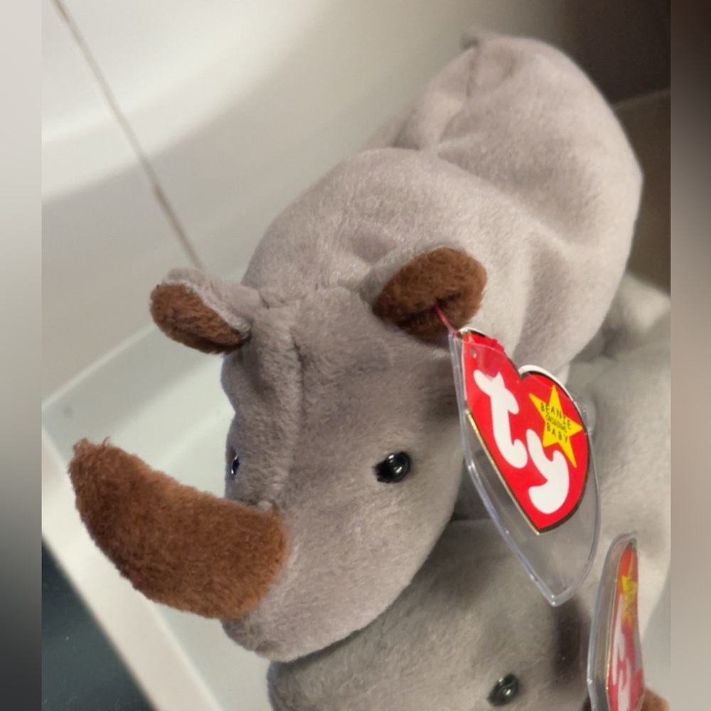 ‘96 - Ty - Spike the Rhino Beanie & Teenie Beanie Babies. - Picture 3 of 13